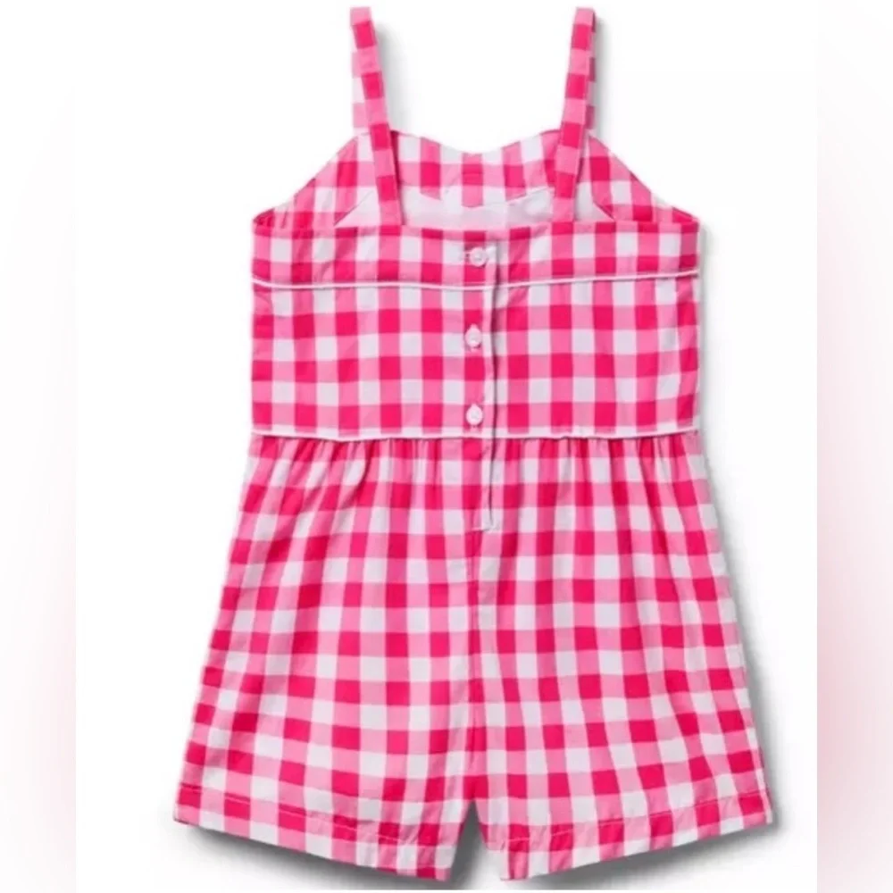 Janie and Jack | Pink Gingham Rosette Romper | Size 5